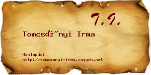 Tomcsányi Irma névjegykártya