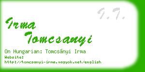 irma tomcsanyi business card