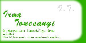 irma tomcsanyi business card